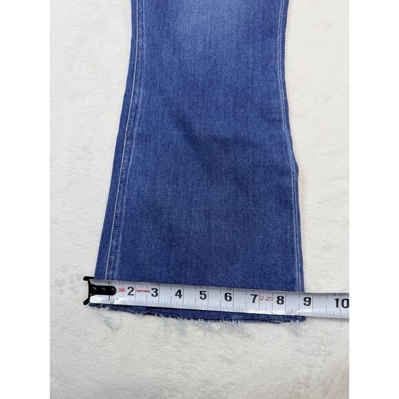 PAIGE Colette Crop Flare Jeans Slate Blue High Rise 90s Minimal Denim Size 32 - Picture 6 of 12